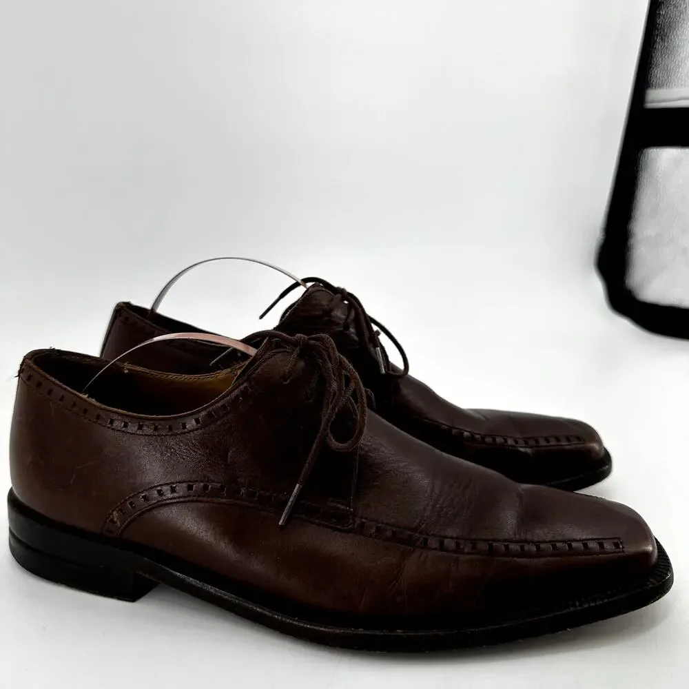 Mezlan Davinci Leather Oxfords Lace Up Dress Shoes Square Toe Spain Brown 7M